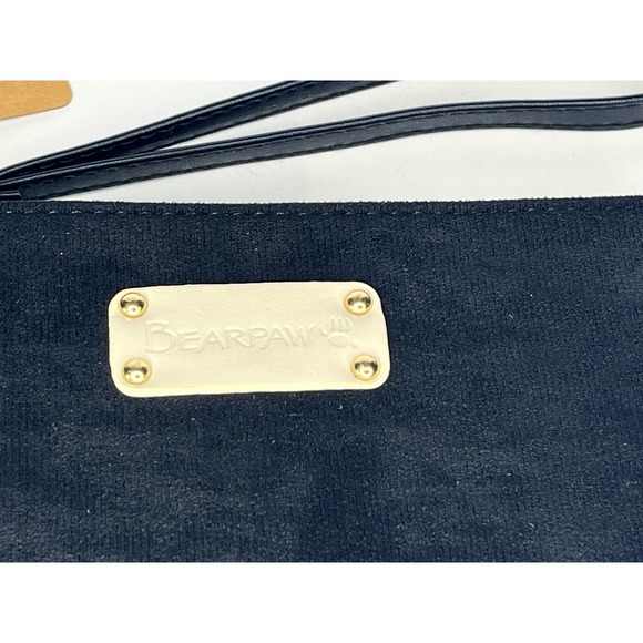 NEW Bearpaw BLACK WRISTLET Faux Suede & Sherpa Handbag Purse Gold Zip NWT - Picture 7 of 8